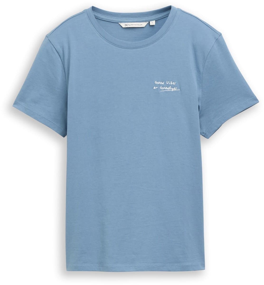 Tom Tailor Denim - T-shirt met borduursel - Maat L - spring lake blue
