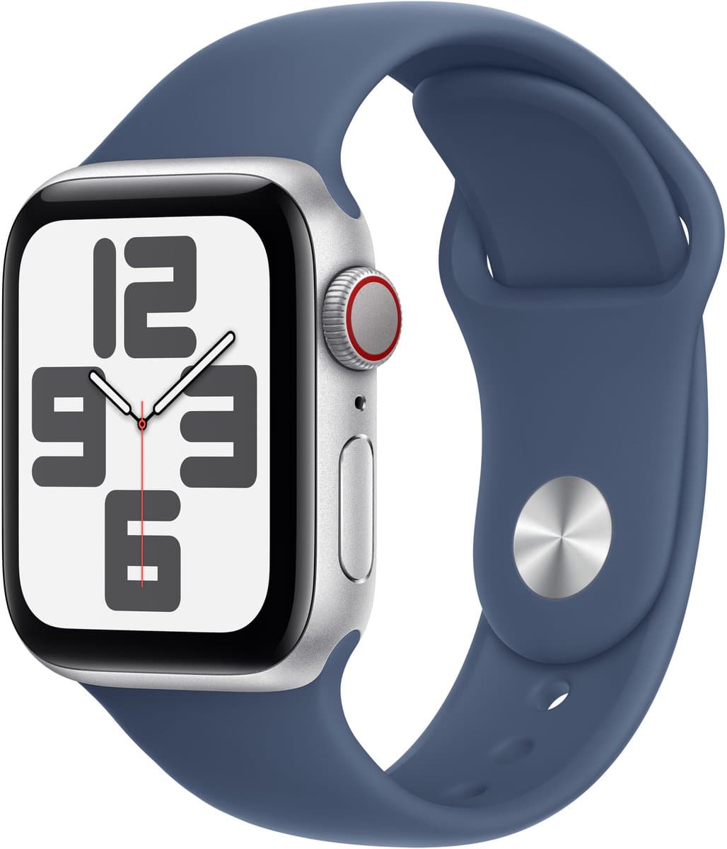 Apple Watch SE GPS + mobiel netwerk 40 mm aluminium zilver sportband denim - S/M