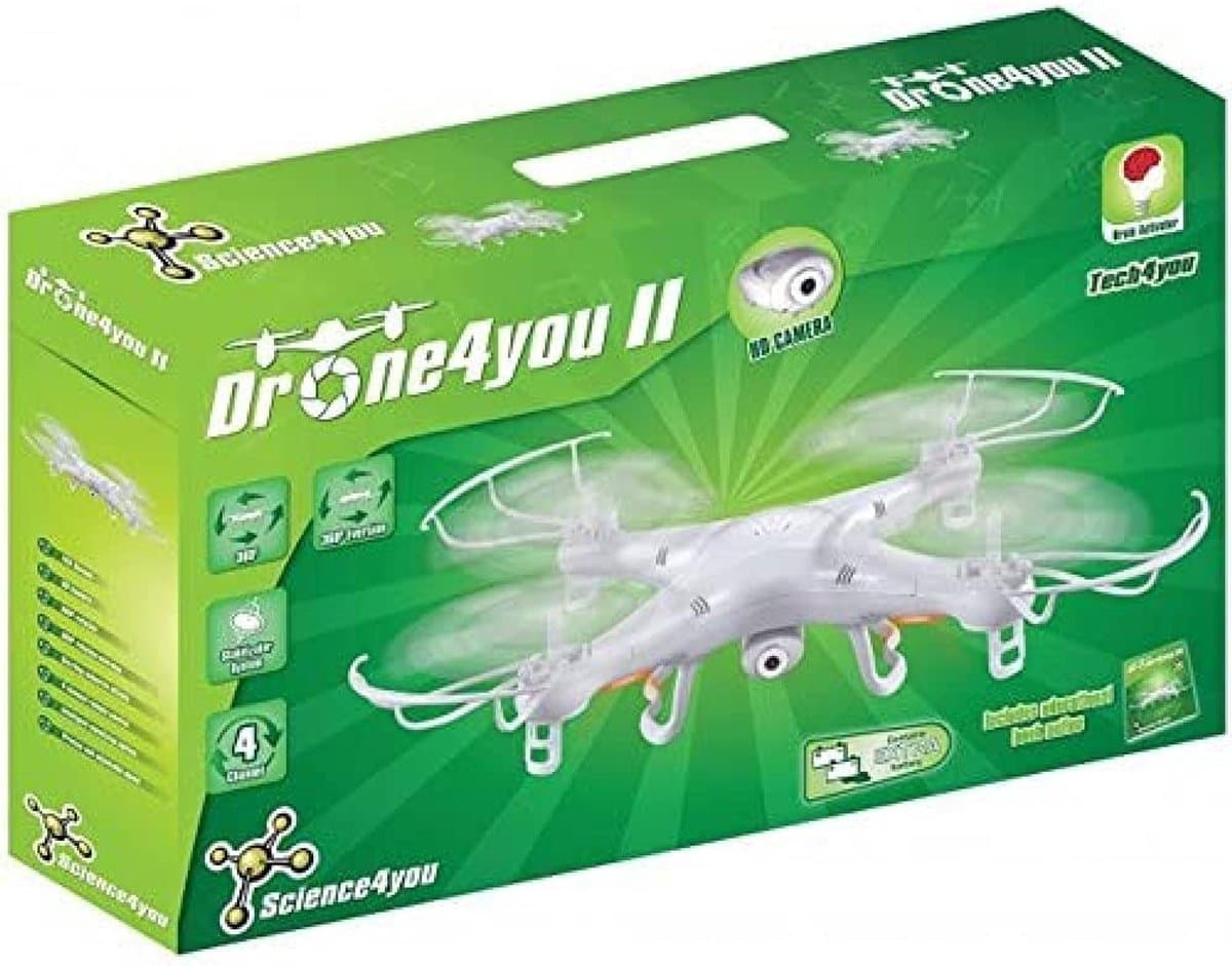 Drone met camera - RC vliegtuig - Kinderen leren vliegen - Stabilisatiesysteem - 32x32x8 cm - Wit