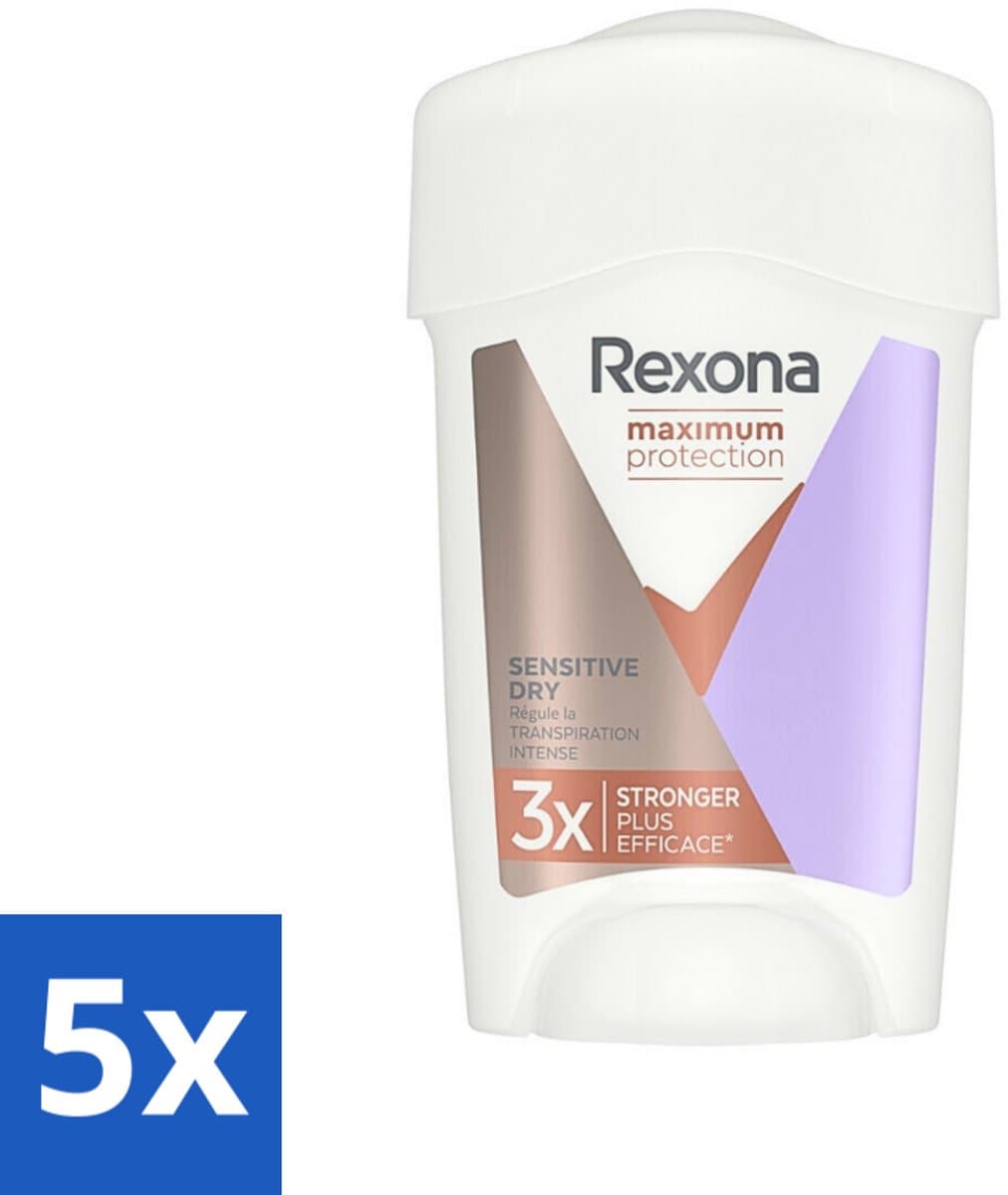Rexona Women - Deodorant Stick - Maximum Protection Sensitive Dry - Extra Bescherming - 45 ml - Bulkverpakking - 5 stuks