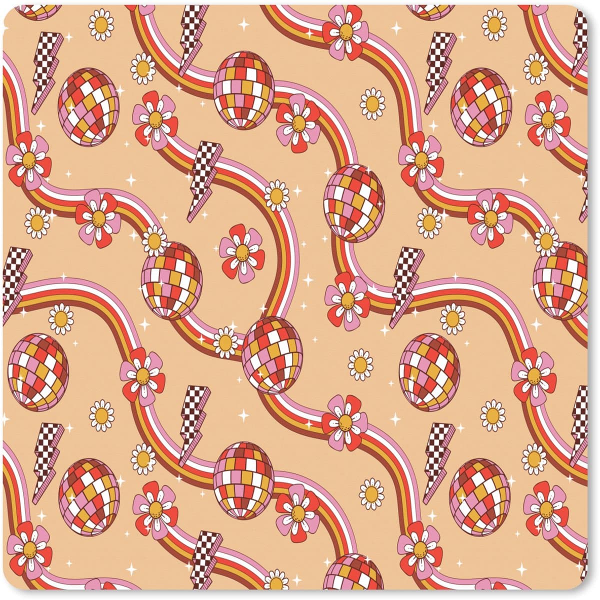 Muismat XXL 80x80 cm - Bureau onderlegger - Bureau mat Disco - Patroon - Lijnen - Bureaumat - Gaming mousepad xl - Bureaulegger groot - Computer deskmat
