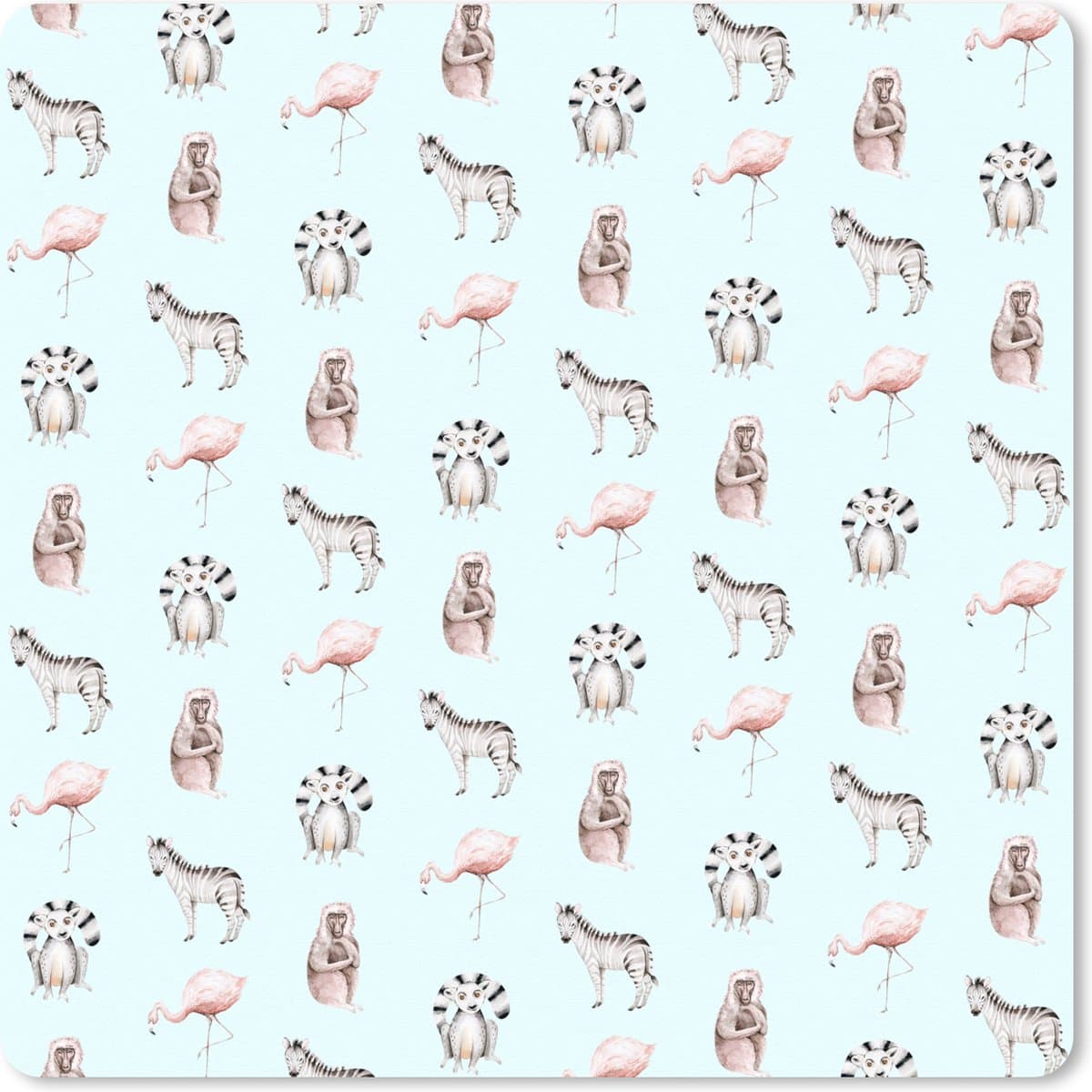 Muismat XXL 80x80 cm - Bureau onderlegger - Bureau mat Wilde dieren - Pastel - Patroon - Bureaumat - Gaming mousepad xl - Bureaulegger groot - Computer deskmat