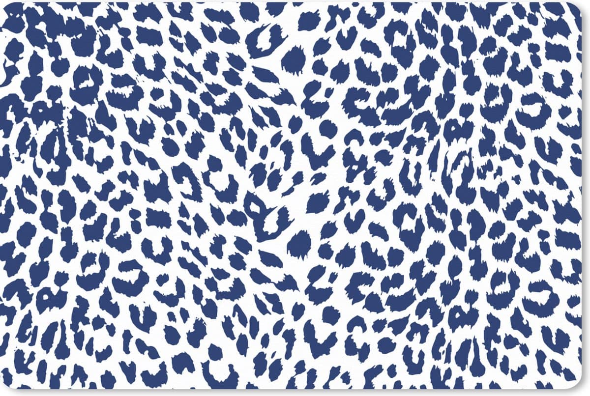Muismat XXL 120x80 cm - Bureau onderlegger - Bureau mat Panterprint - Wit - Blauw - Bureaumat - Gaming mousepad xl - Bureaulegger groot - Computer deskmat