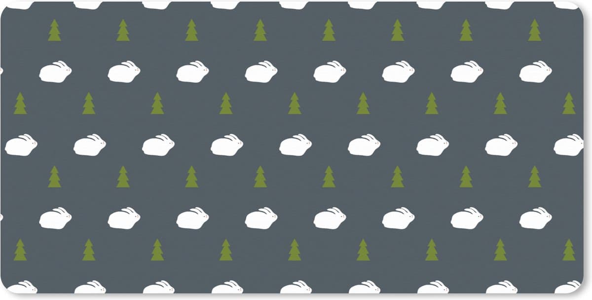 Muismat XXL 90x45 cm - Bureau onderlegger - Bureau mat Bomen - Konijn - Patroon - Bureaumat - Gaming mousepad xl - Bureaulegger groot - Computer deskmat