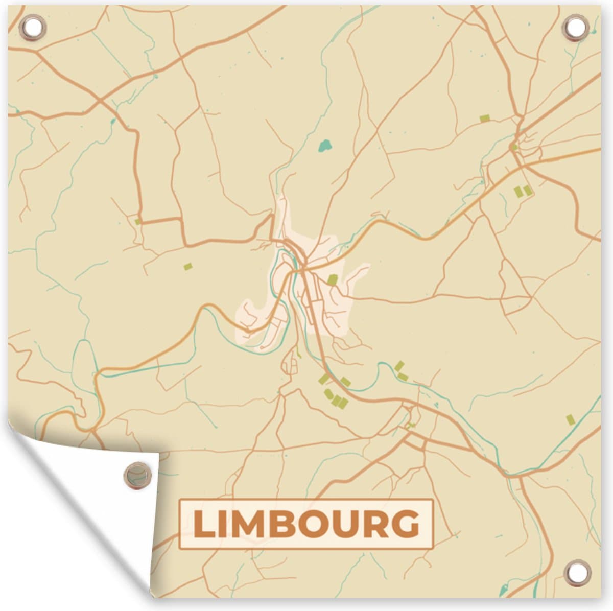 Tuinposters Limbourg - België - Stadskaart - Plattegrond - Kaart - 50x50 cm - Tuindoek