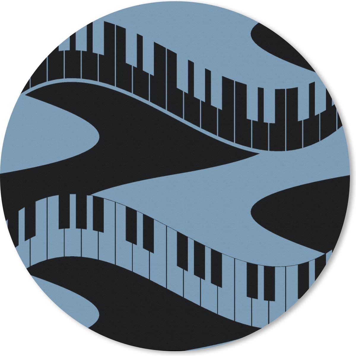 Muismat rond 20x20 cm - Mousepad Patronen - Piano - Blauw - Jaren 20 - Ronde muismatten