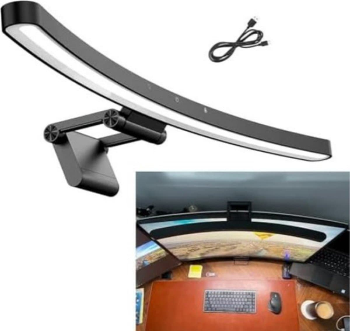 Monitor lamp - Monitorlamp - Monitor lamp curved - Zwart - 55cm