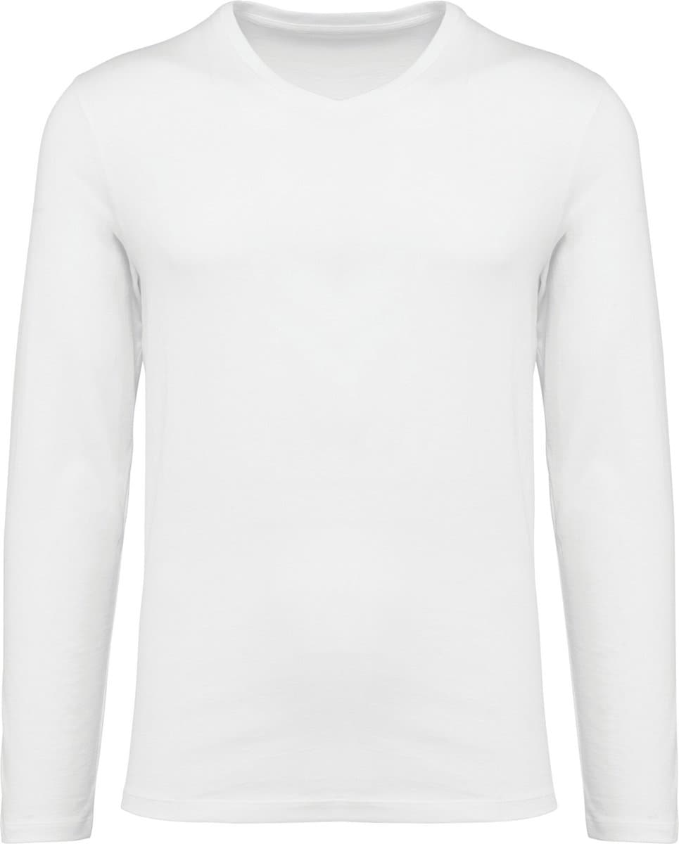 Kariban Premium Supima® heren-T-shirt V-hals lange mouwen PK306 - White - L