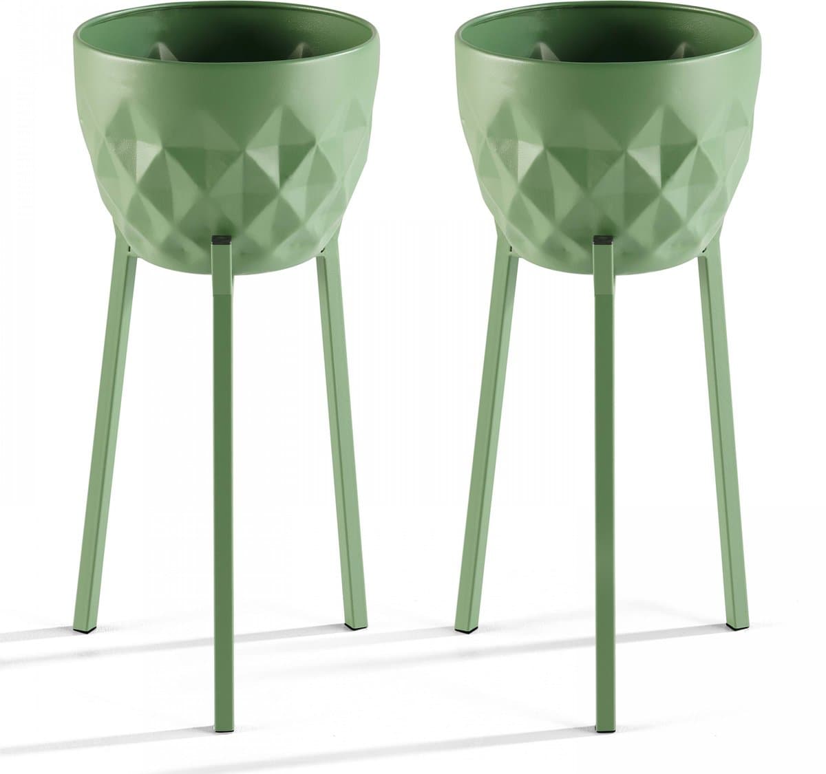 Oviala - Set van 2 bloempotten in groen Cactus - Palavas