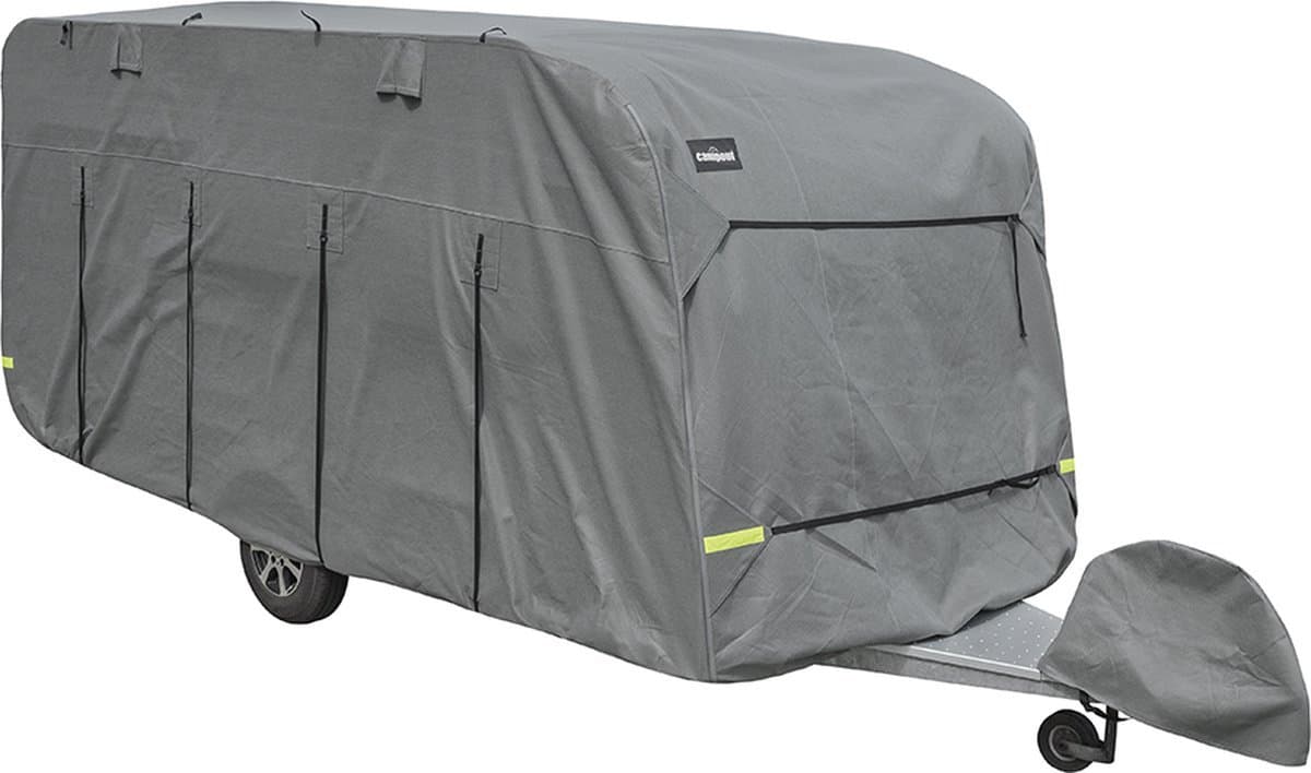 Campout Caravanhoes - 5,18 - 5,79 x 2,35 m - Caravan beschermhoezen - Camperhoezen - Waterdicht en UV-bestendig - 4-laags SFS-stof, 160g/m² - YKK ritsen - Inclusief opbergtas