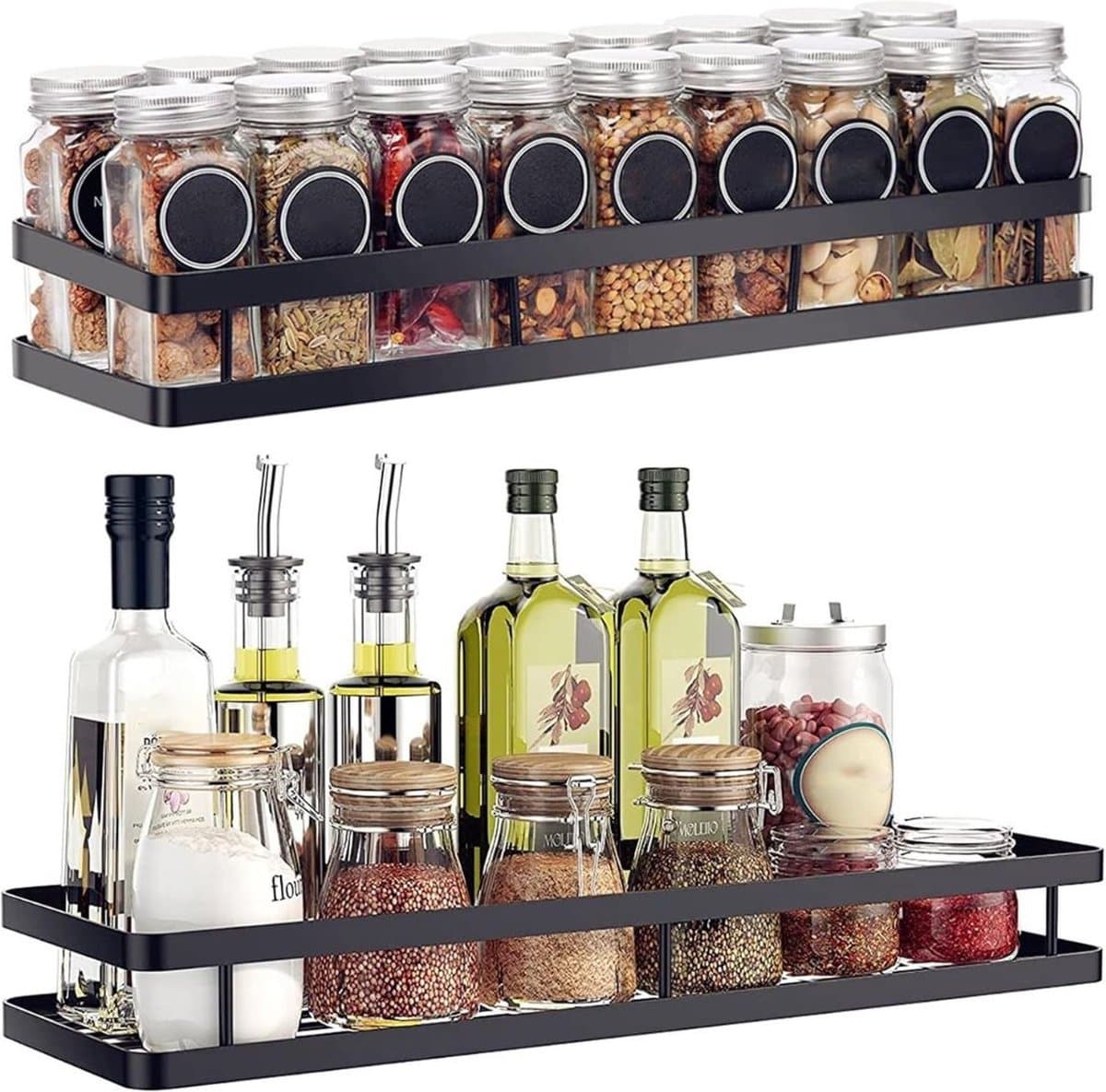 DailySupplies® Kruidenrek Ophangbaar - Kruidenpotjes Lade Organizer - Kruidenrekken - Zwart