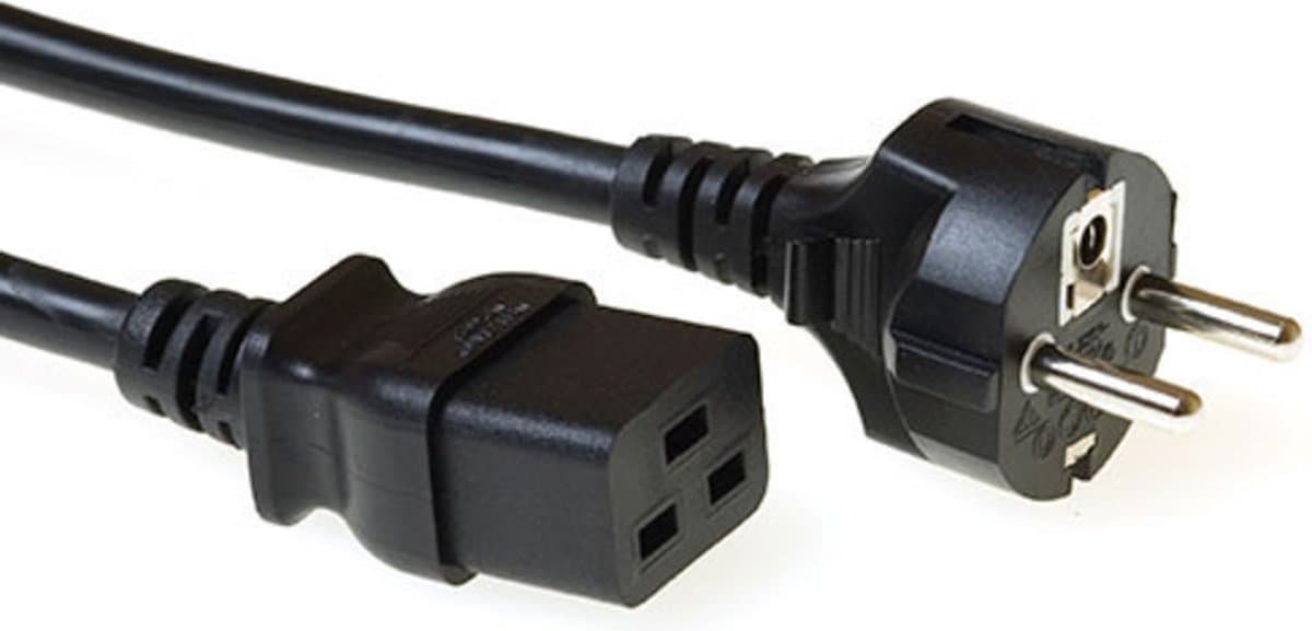 ACT Netsnoer CEE 7/7 male (recht) - C19 zwart 1 m AK5147