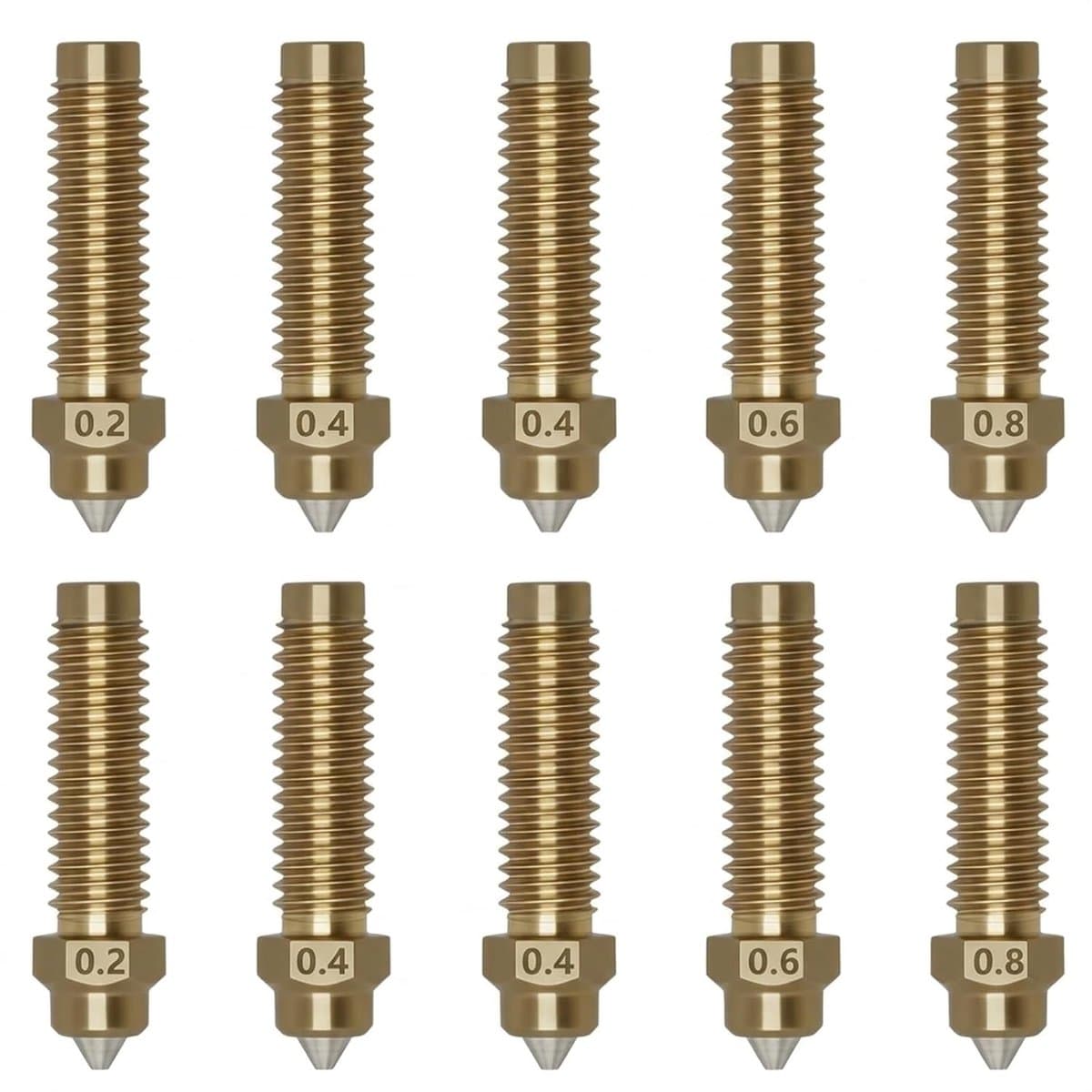 Set van 10 mondstukken, compatibel met Elegoo Centauri Carbon, gehard stalen mondstukken voor Elegoo 3D-printers, 2 x - ShopVlot