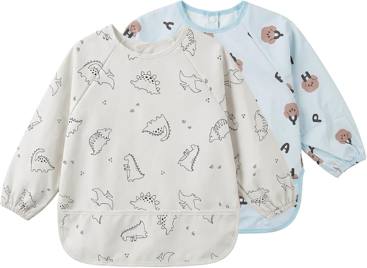 Baby slabbetjes - Met mouwen - Eten en knoeien - Waterdicht PU materiaal - 42 x 37 cm - Meerdere kleuren