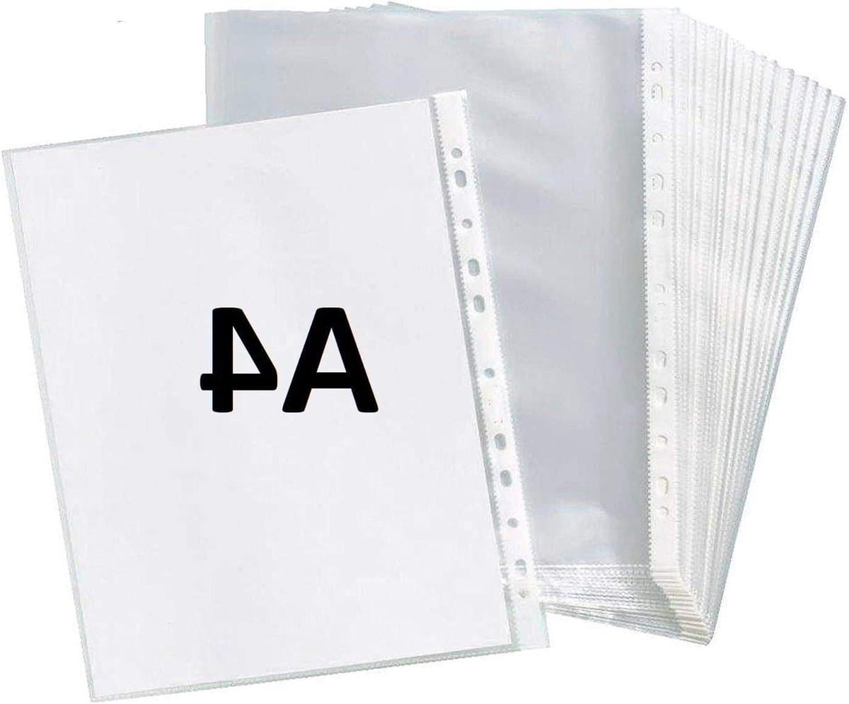 50x Robuuste Transparante Hoezen DIN A4 - Documentbeschermers 200 Micron, Waterdicht & Geperforeerd