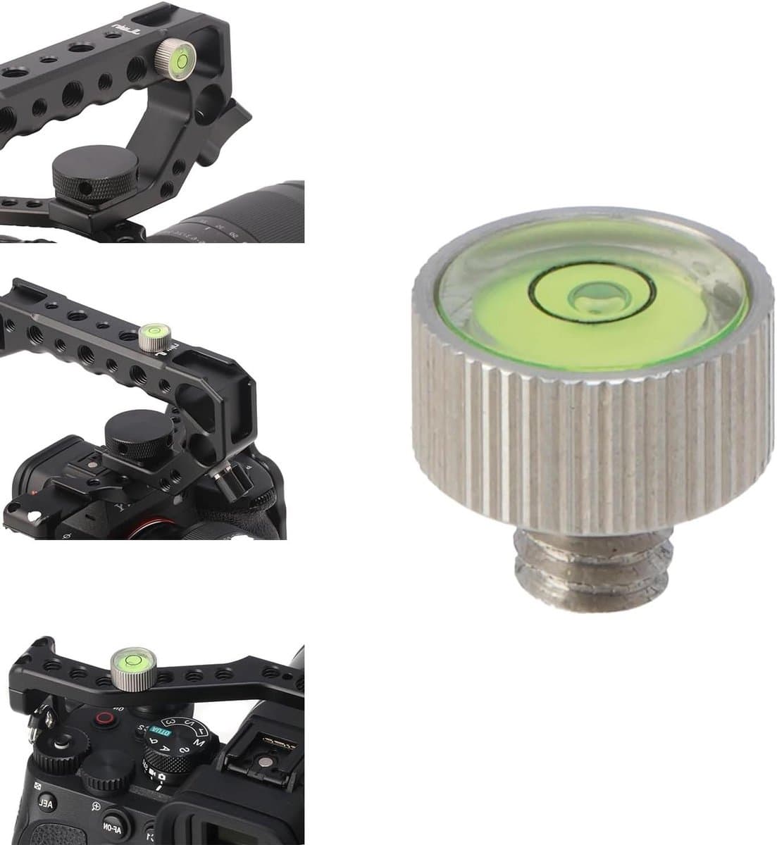 Mini Waterpas - Camera Nivelleerder - Fotografie Stabilisatie - Roestvrij Staal - 1/4 Inch Schroef - Zilver