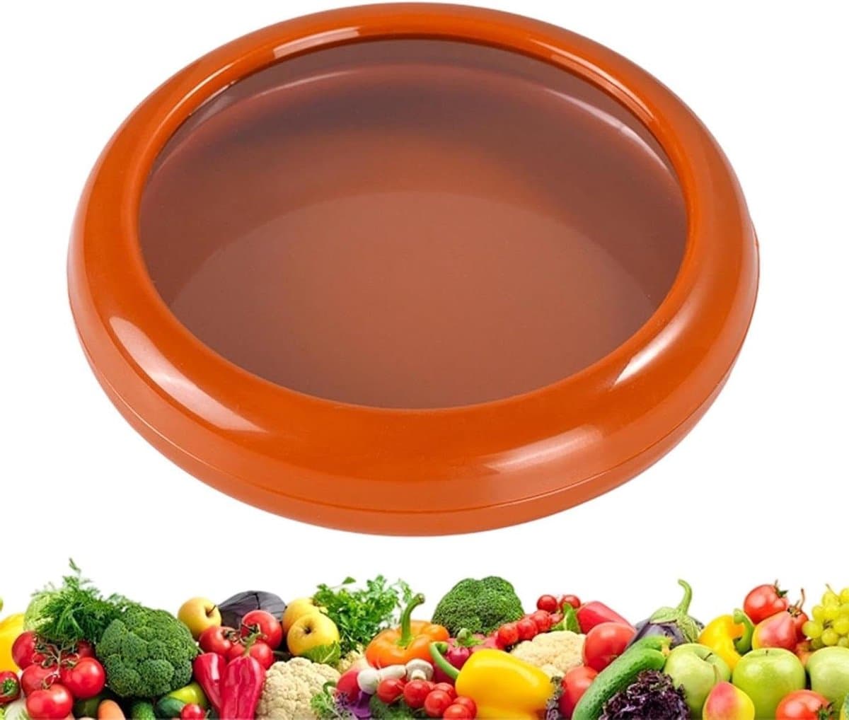 Fruit Bewaardozen - Voedsel Containers - Koelkast Organiseren - Luchtdichte Siliconen Afdichting - 17.5 x 14.5 x 2.5 cm - Bruin