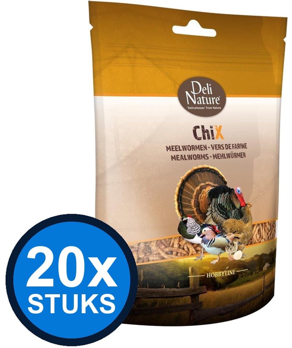 20x Deli Nature - ChiX meelwormen 200gr - Kippenvoer - 200 g