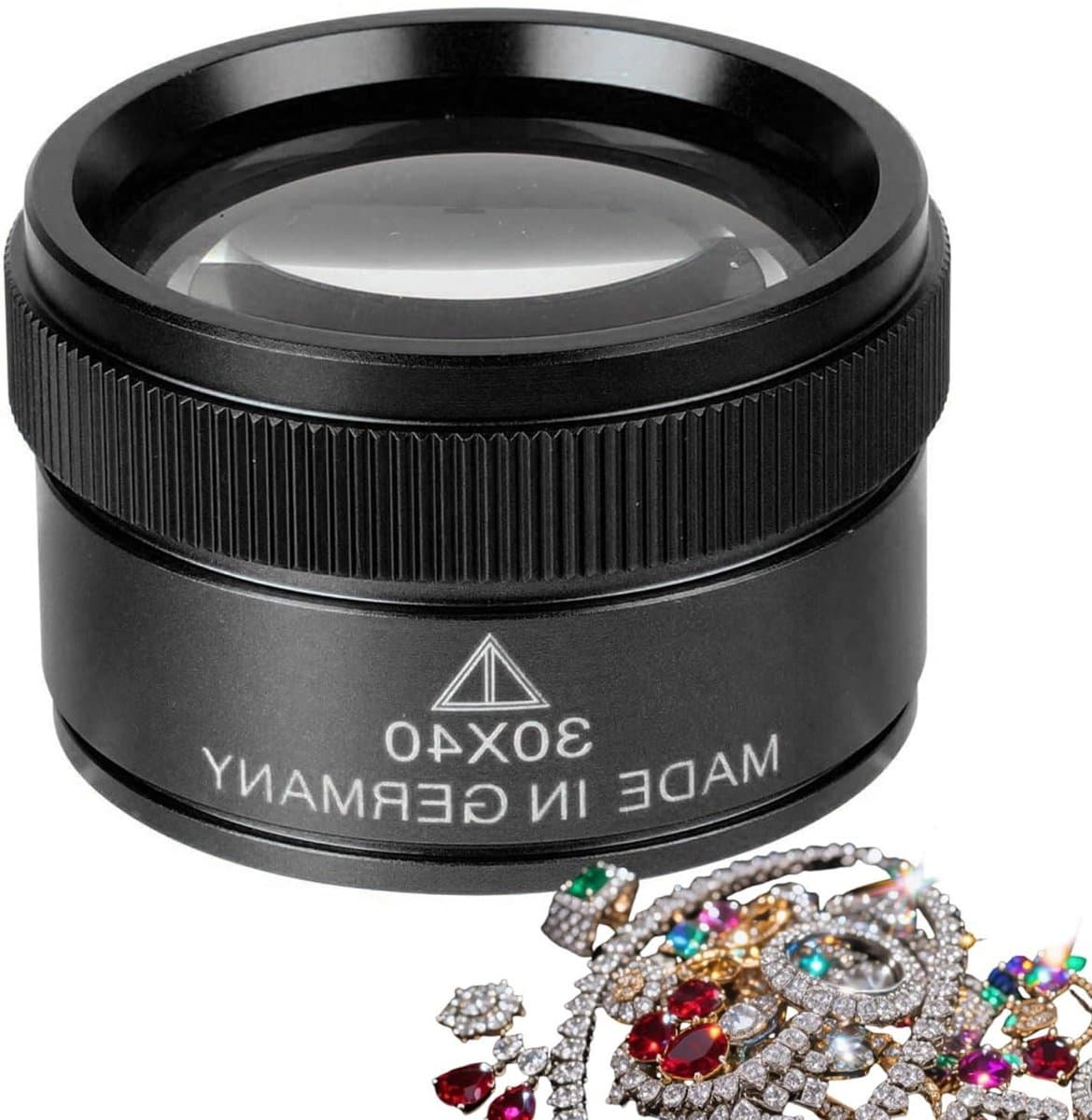 Vergrootglas - Vergrotingslens - Gedetailleerd inspecteren - 30-voudige vergroting - 40 mm diameter - Zwart