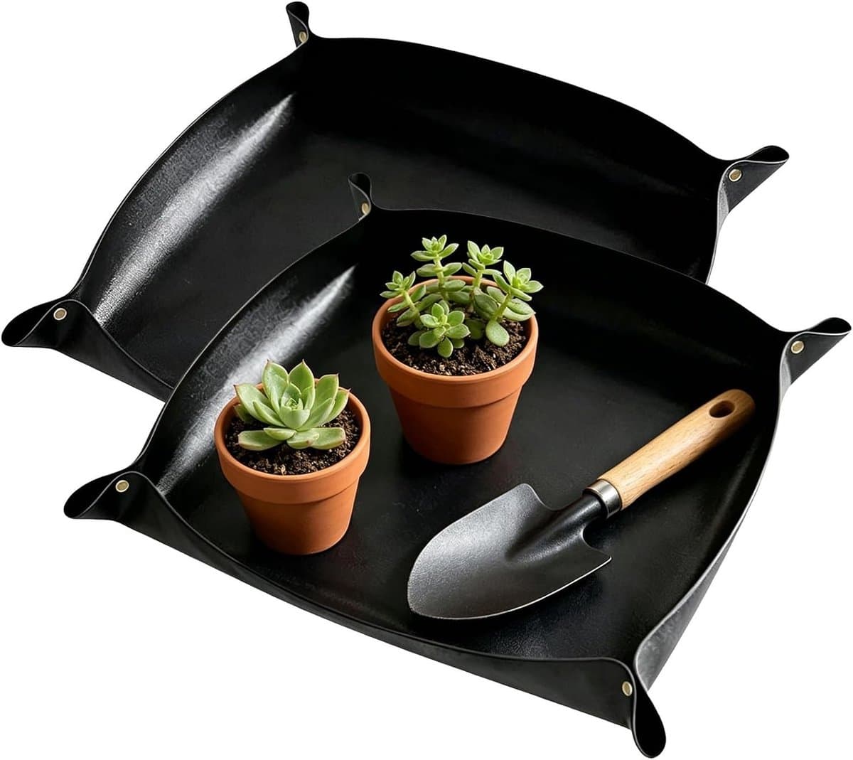 Plantenmat Set - Verpot Onderlegger - Planten Verzorgen - Opvouwbaar Anti-morsen - 2 stuks 100x100cm - Zwart