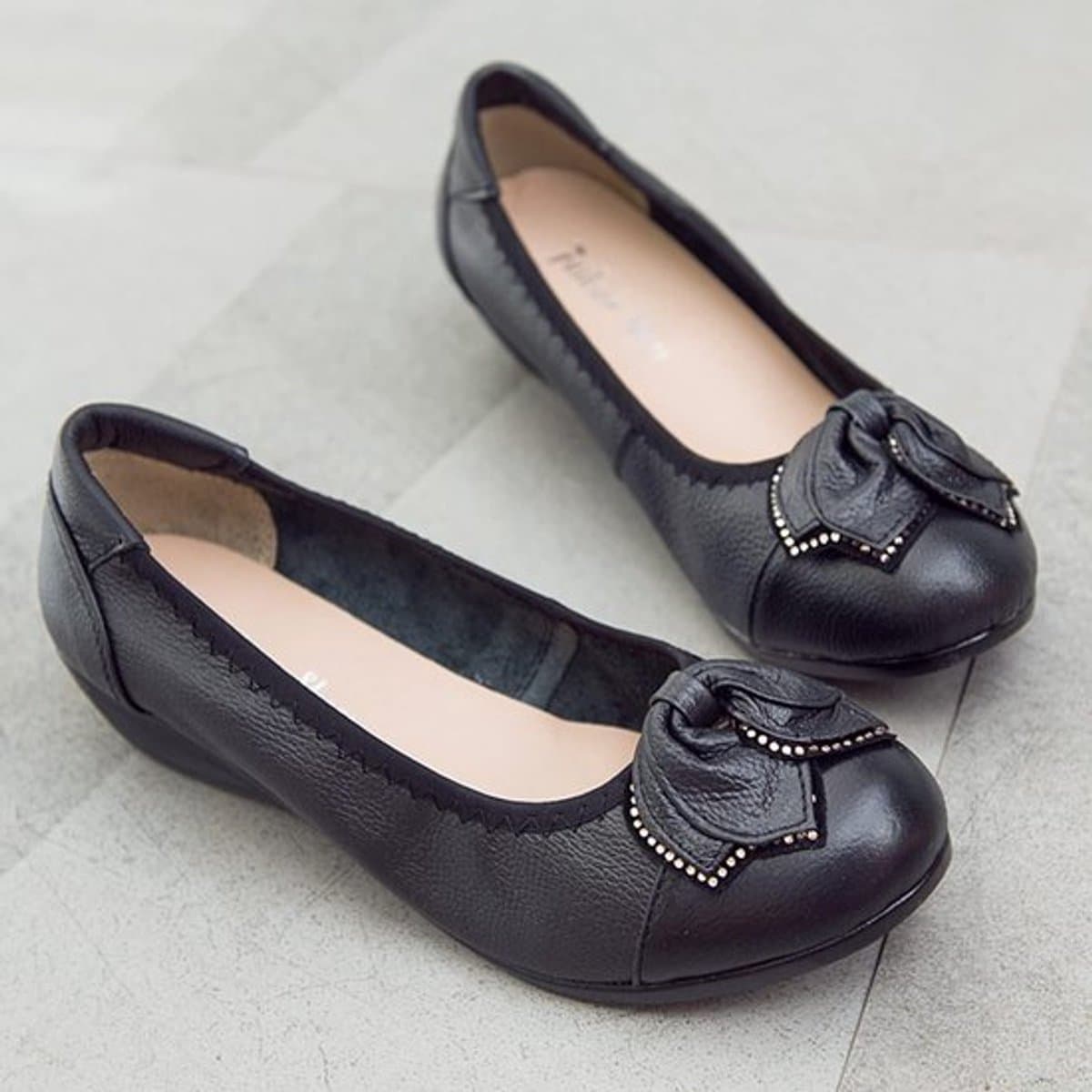 Store_8 - Zachte Lederen Loafers - Casual Dames Schoenen - Zwart - Comfortabele
