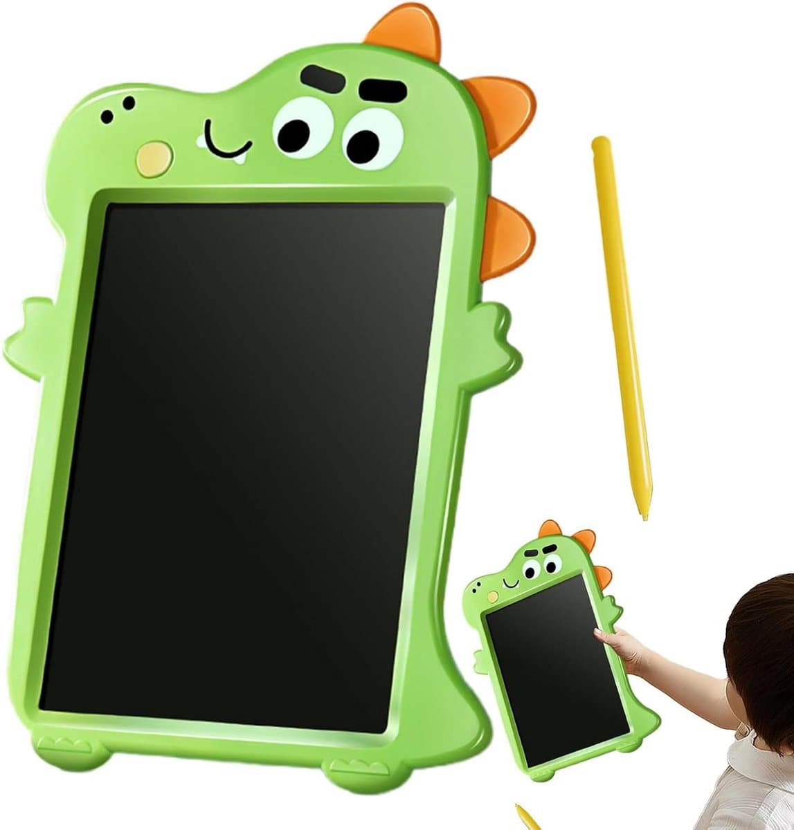 Lcd Tekentablet - Doodle Pad Schrijfbord - Kinderen Leren Tekenen - Dinosaurus Vorm - 27 cm - Groen