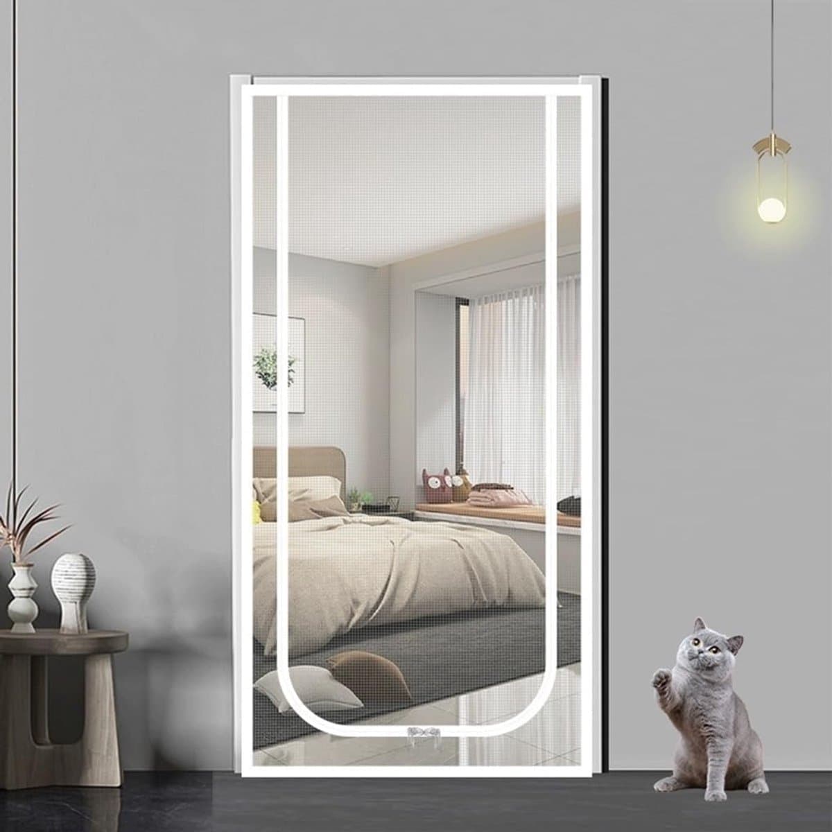 Kattenhordeur - Huisdierdeur Balkon - Veilig Buiten - Zonder Boren - 110x220cm - Zwart