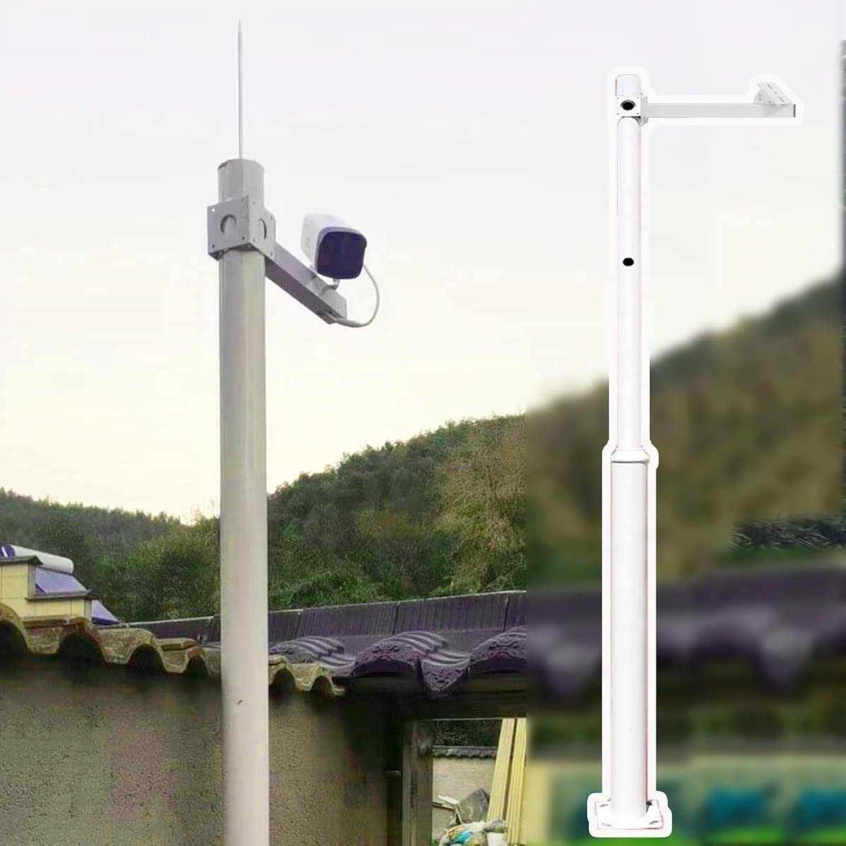 Camera Paal Buiten - Montagerek Beveiliging - Toezicht Buiten - Verstelbare Hoogte - Tot 6 meter - Wit