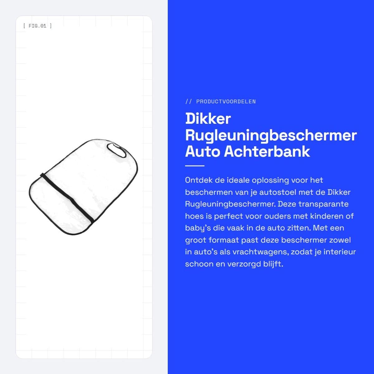 Dailygoods- Rugleuningbeschermer Dikker - Autostoelhoes Set - Reinigingshoes - Achterbank Hoes - Groot Formaat - Transparant