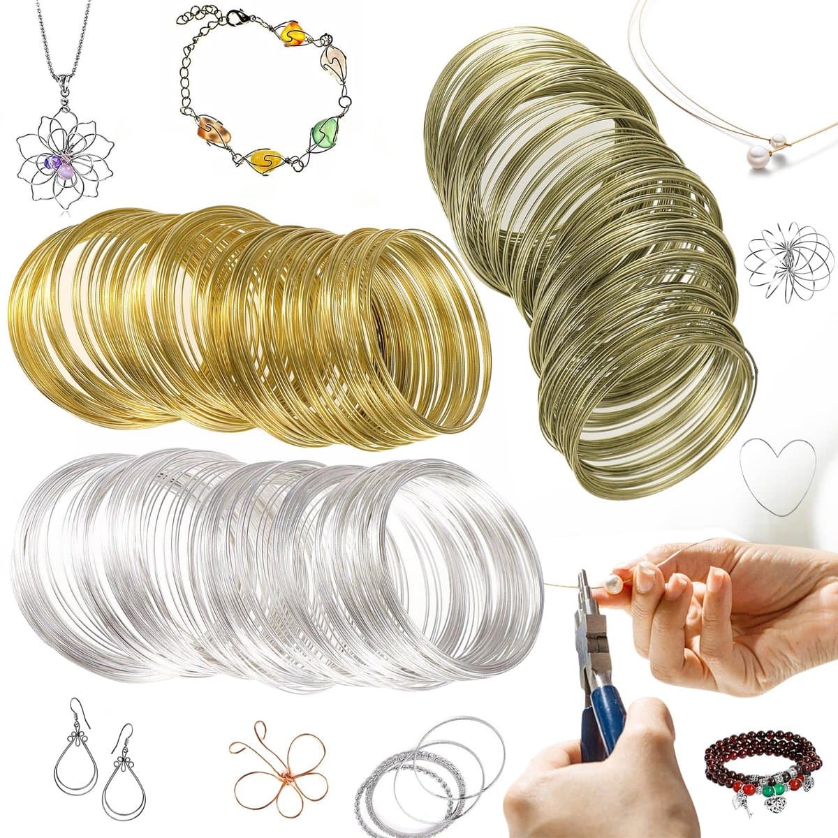 Dailygoods - 3 Stuks Memory Wire Armband voor Juwelen Maken - Flexibel Staal en Aluminium