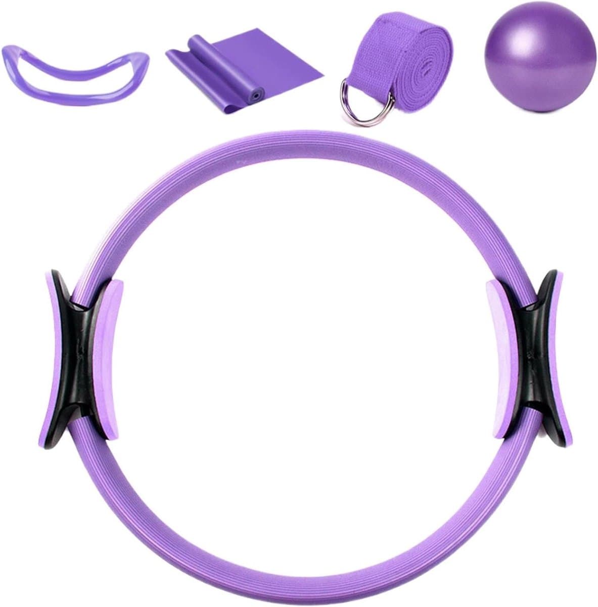 Pilates Ring Set - Fitnesscirkel Yogaring - Thuis trainen - Versterkt core en ledematen - 39 cm - Paars