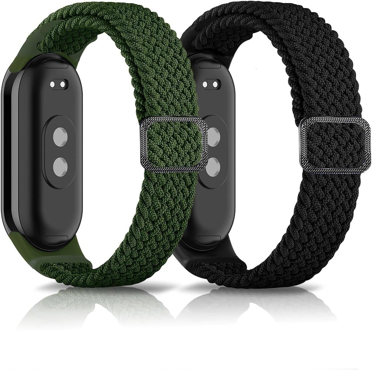 2 Stuks Gevlochten Armband voor Smart Band 8 - Vervangband voor Fitness Tracker, Zwart en Groen, Duurzaam en Stijlvol