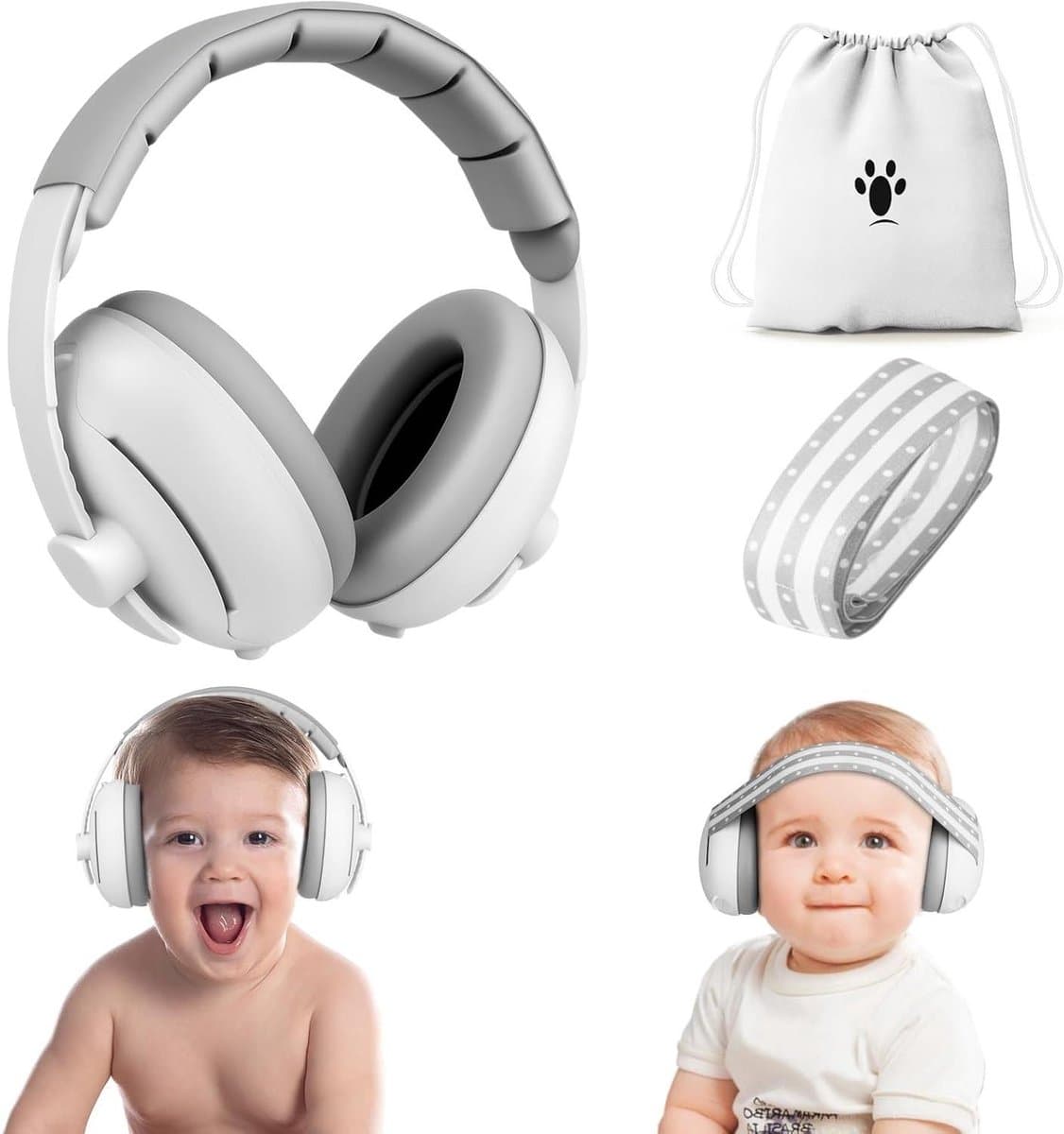 Baby Koptelefoon - Gehoorbescherming Baby - Reizen en Feestjes - Twee Draagstijlen - Verstelbaar - Zwart