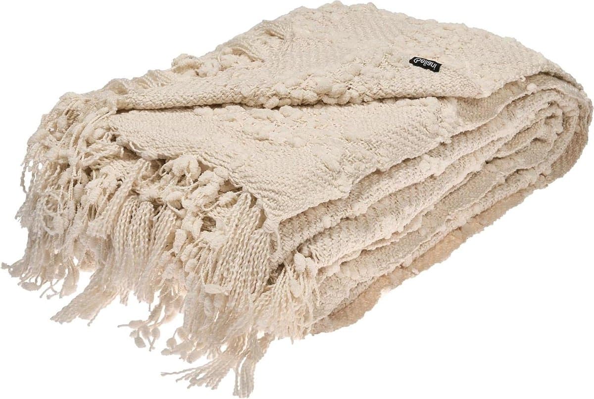 Deken Geweven Bedsprei - Plaid Kwastjes - Sfeervolle Aankleding - Zachte Stof Lus Textuur - 150 x 200 cm