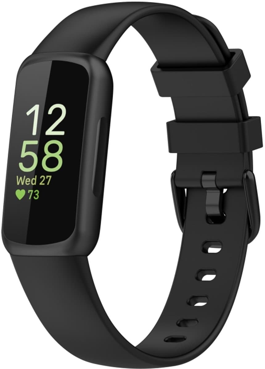 For Fitbit Inspire 3 Solid Color Silicone Watch Band, Size:L(Black)
