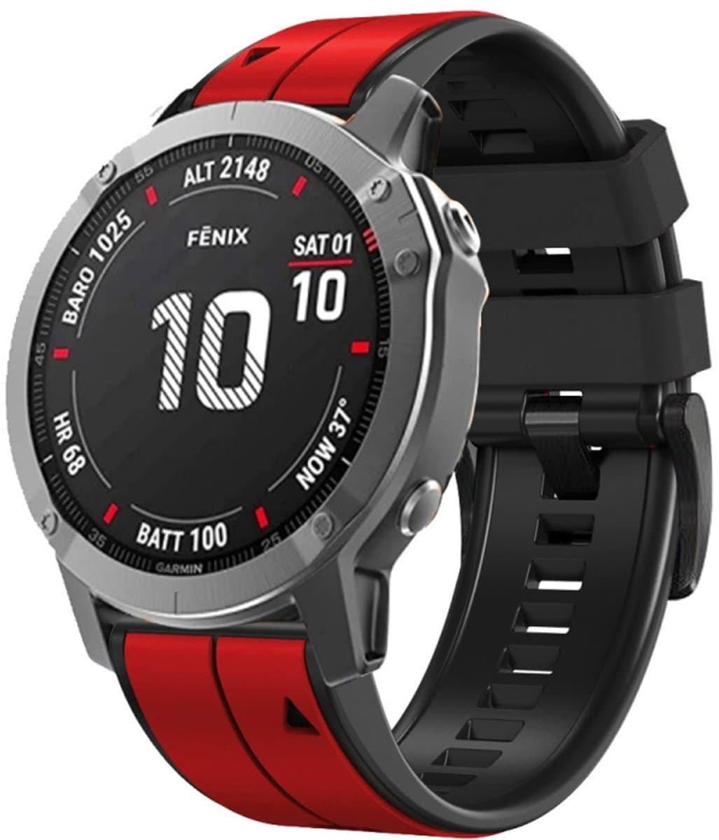 Voor Garmin EPIX Gen2 22 mm siliconen sport tweekleurige horlogeband (rood + zwart)