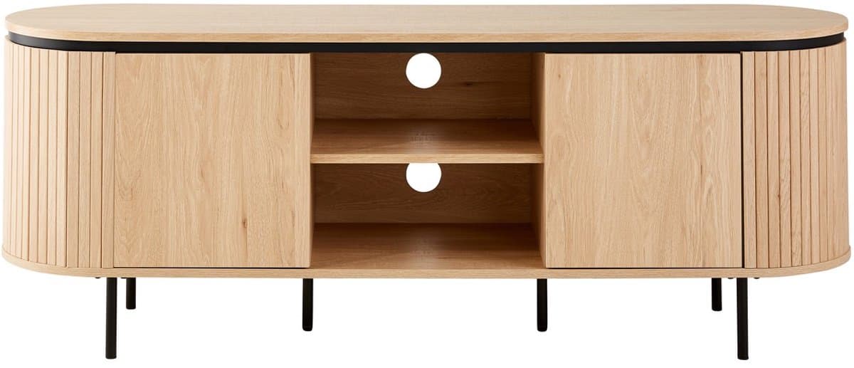 CALICOSY - Tv-meubel met 2 deuren en zijkanten met groefeffect L150 cm - MALAGA