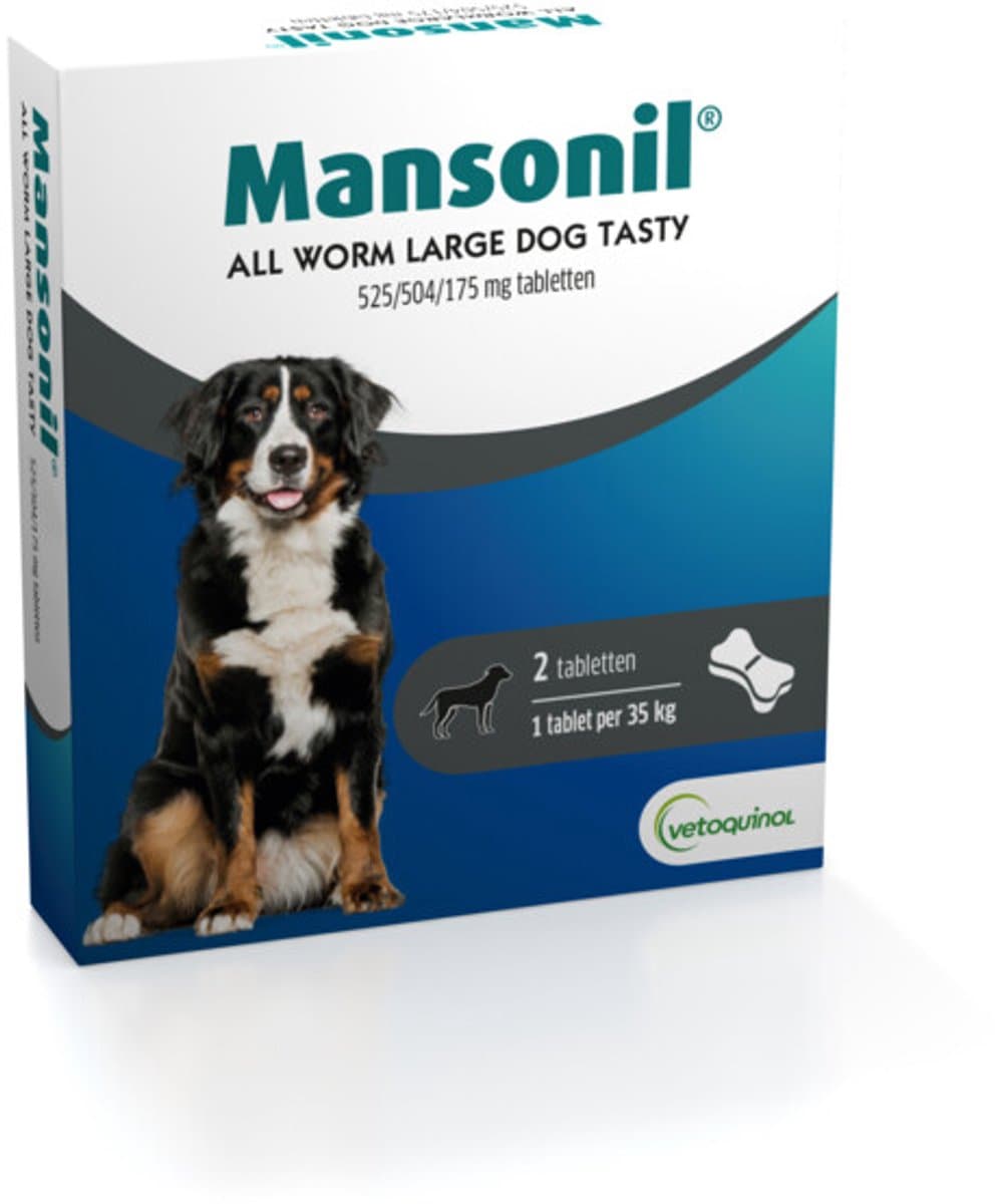 Mansonil All Worm Large Dog Tasty Bone Hond - 2 stuks
