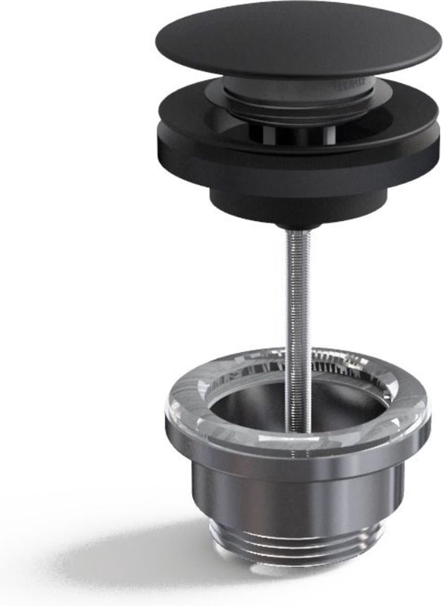 Clickwaste afvoerplug mat zwart 5/4 zonder overloop - Gemaakt van messing en afgewerkt met een PVD coating - Afvoerplug wastafel