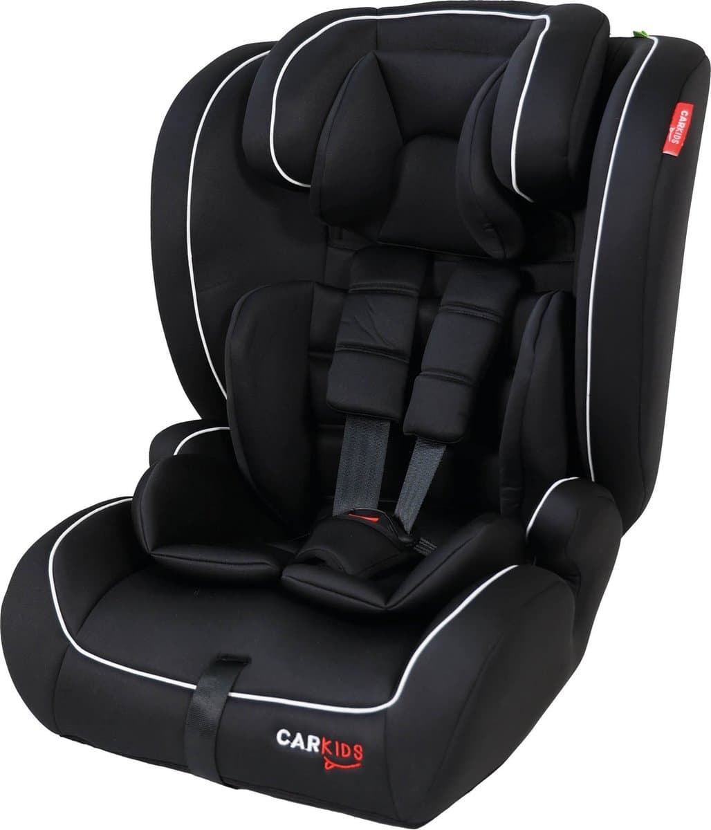 Carkids I-Size Autostoeltje Luca - Voldoet aan I-Size R-129 Norm - Voor kinderen van 76 tot 150cm - Verstelbare hoofdsteun - Zwart/Wit