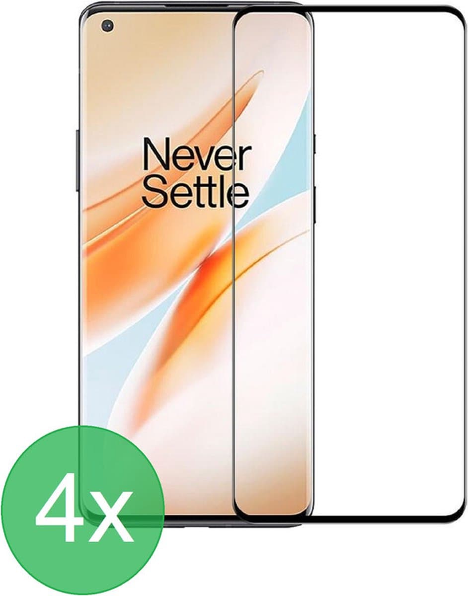Full Screenprotector 4x Geschikt voor: OnePlus 8T / 8T Pro - screen protector - volledige glas - bescherming - beschermglas - ZT Accessoires