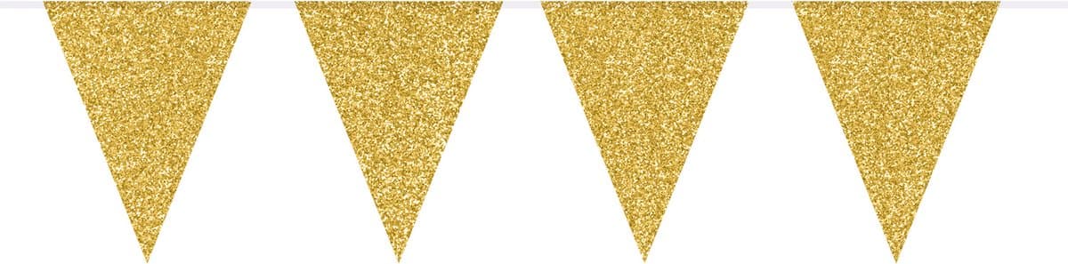 Folat - Vlaggenlijn Glamour Glitter Goudkleurig - 6 meter