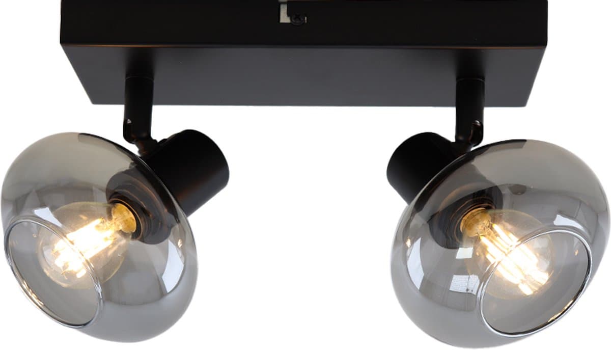 Olucia - SKIP - Plafondlamp - Zwart - 2L - Geschikt voor Woonkamer/Slaapkamer/Kantoor/Horeca/Hal - Vorm: Rechthoek