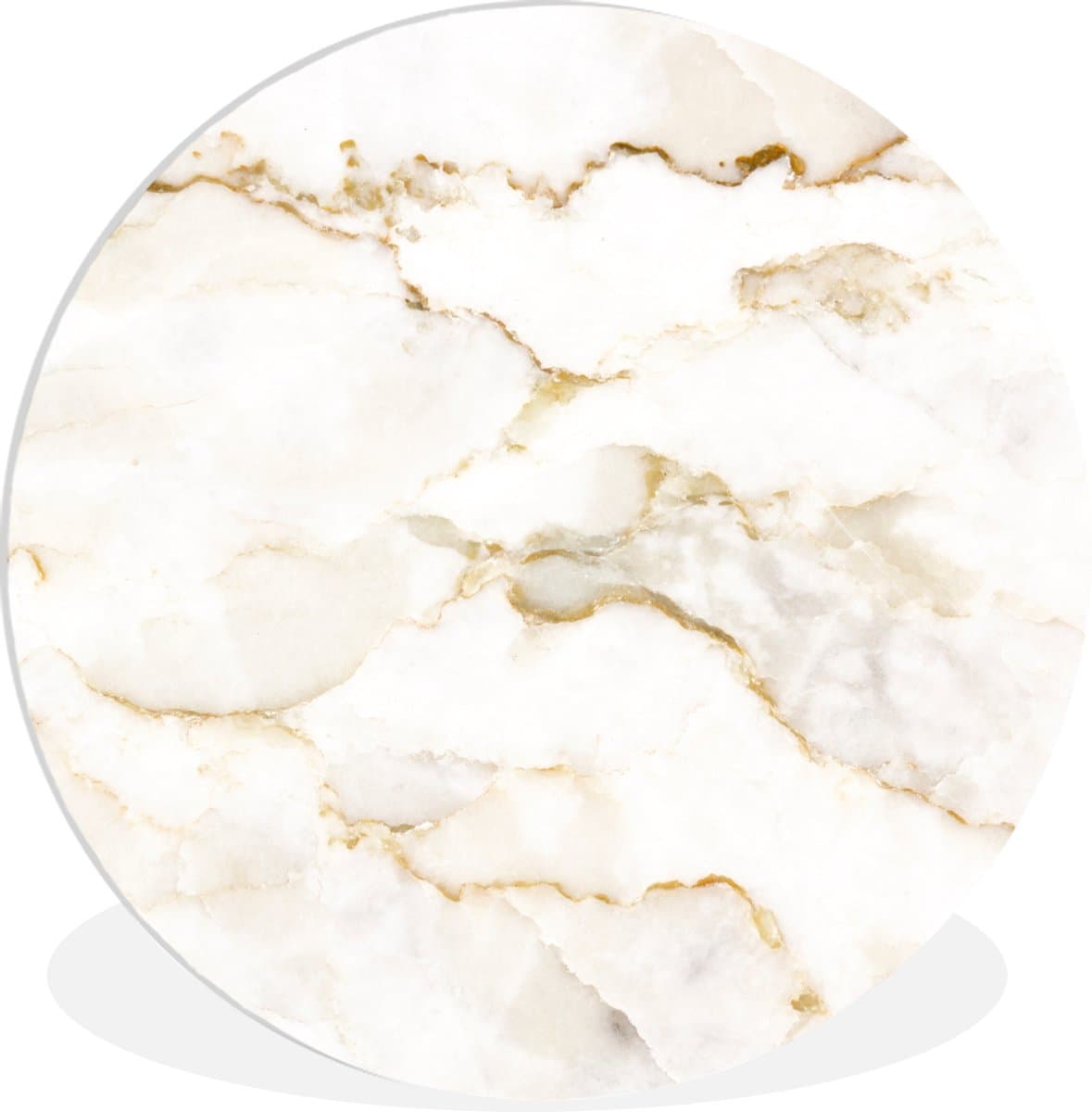 WallCircle - Wandcirkel 60x60 - Marmer - Kalk - Goud - Luxe - Marmerlook - Wit - Ronde schilderijen woonkamer - Wandbord rond - Muurdecoratie cirkel - Kamer decoratie binnen - Wanddecoratie muurcirkel - Woonaccessoires
