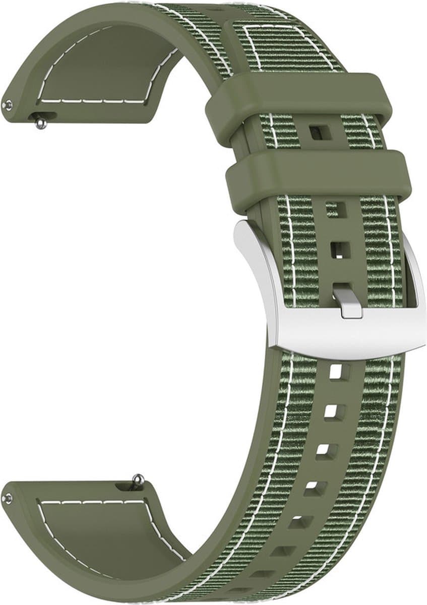 Hybride nylon-siliconen bandje - geschikt voor Huawei Watch GT (Runner) / GT 2(e) 46 mm / GT 3 / 4 / 5 (Pro) 46 mm / Watch 3 (Pro) / Watch 4 (Pro) / GT 6 (PRO) 46mm - groen