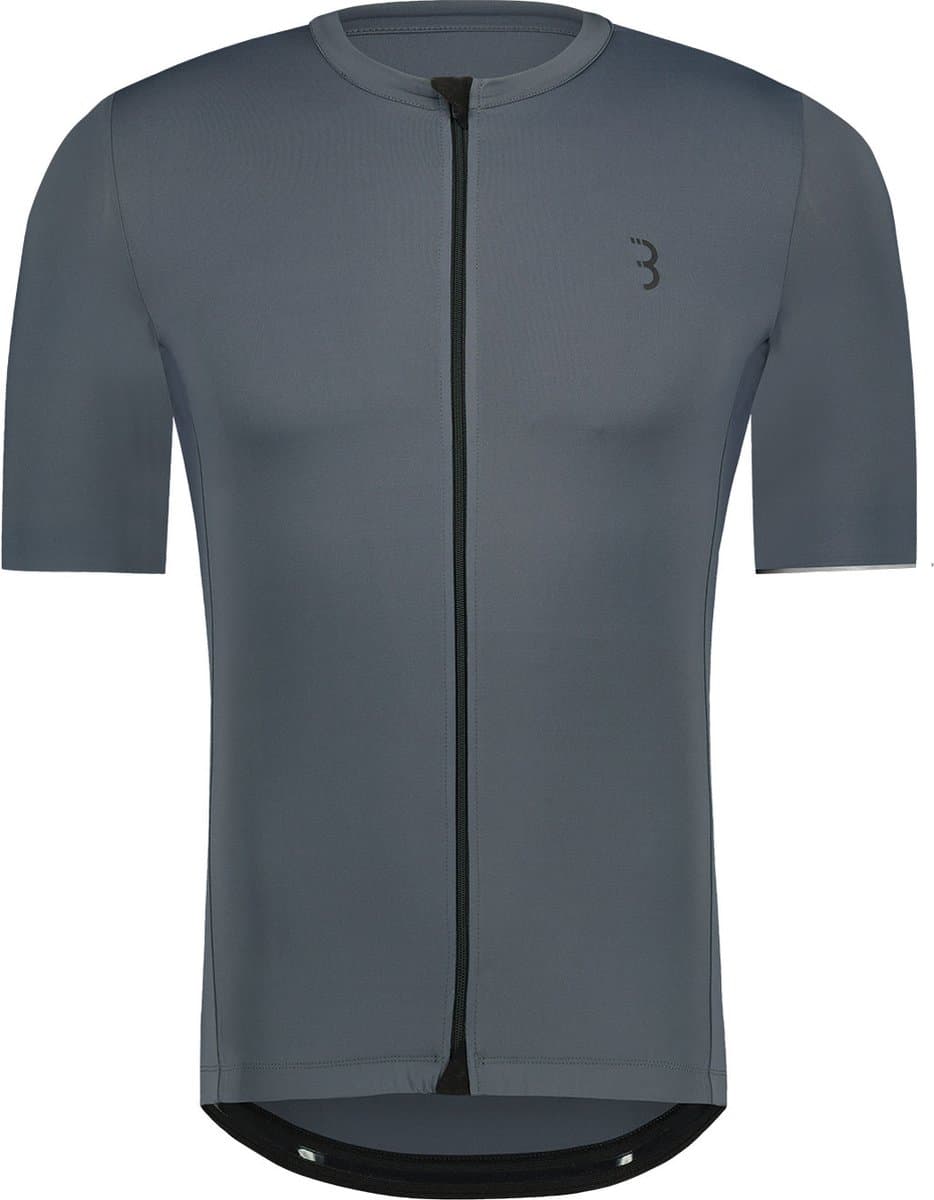 BBB Cycling Essence Fietsshirt Heren Korte Mouw - 15-25 °C - Ademend MTB en Wielrenshirt met 3 Achterzakken - Twilight Grijs