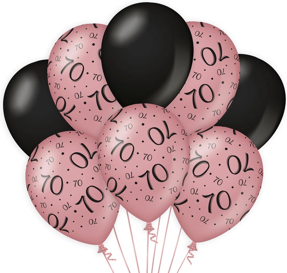 Verjaardag Versiering Pakket 70 jaar (24 stuks) Zwart en Roze - Ballonnen Roze & Zwart - Ballonnen Rose Goud / Black 70 jarige - Verjaardag 70 Birthday Meisje / Vrouw / Dames - Ballonnen verjaardag - Birthday Party Decoratie (70 Jaar)