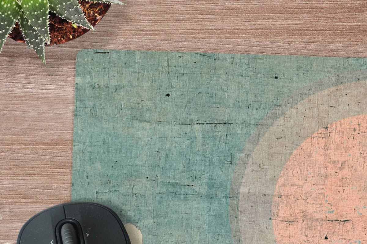 Muismat XXL 80x60 cm - Bureau onderlegger - Bureau mat Vintage - Zee - Golven - Zon - Bureaumat - Gaming mousepad xl - Bureaulegger groot - Computer deskmat