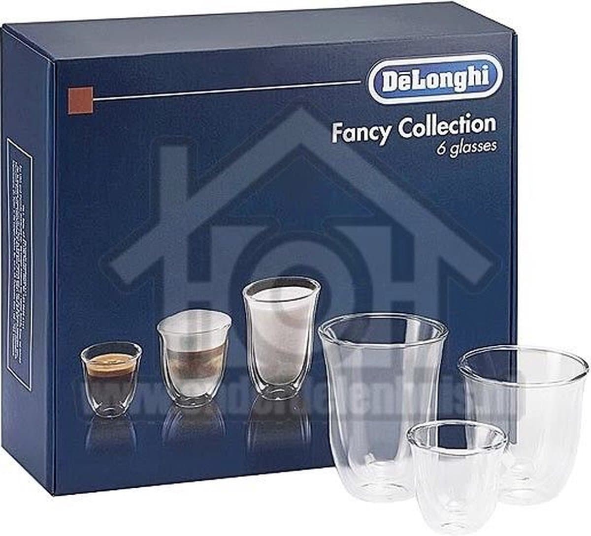 De'Longhi The Connoisseur Collection, Set van 6 Dubbelwandige Koffieglazen, DLSC302, Clear