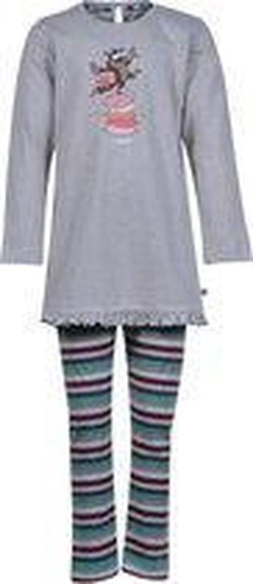 Woody pyjama meisjes/dames - beige mélange - wolf - 202-1-BLB-S/165 - maat 128